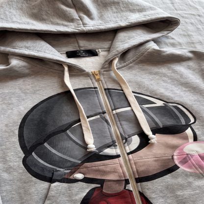 Bubblegum Oversized Zip Hoodie — Heather Gray