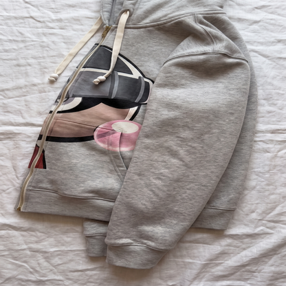 Bubblegum Oversized Zip Hoodie — Heather Gray