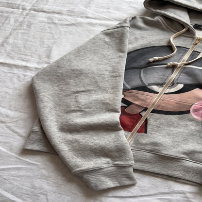 Bubblegum Oversized Zip Hoodie — Heather Gray