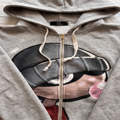 Bubblegum Oversized Zip Hoodie — Heather Gray