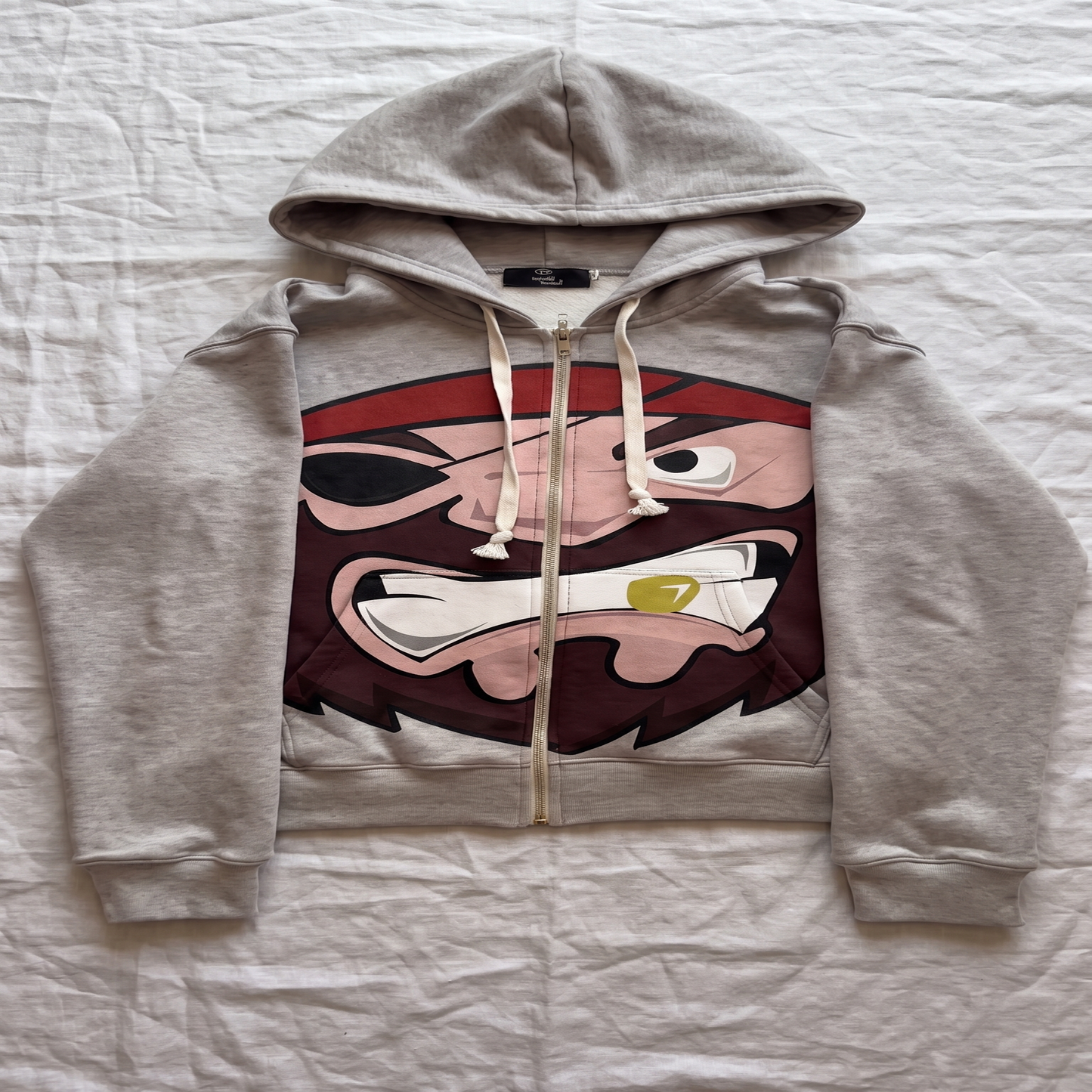 Pirate Face Oversized Zip Hoodie — Heather Gray