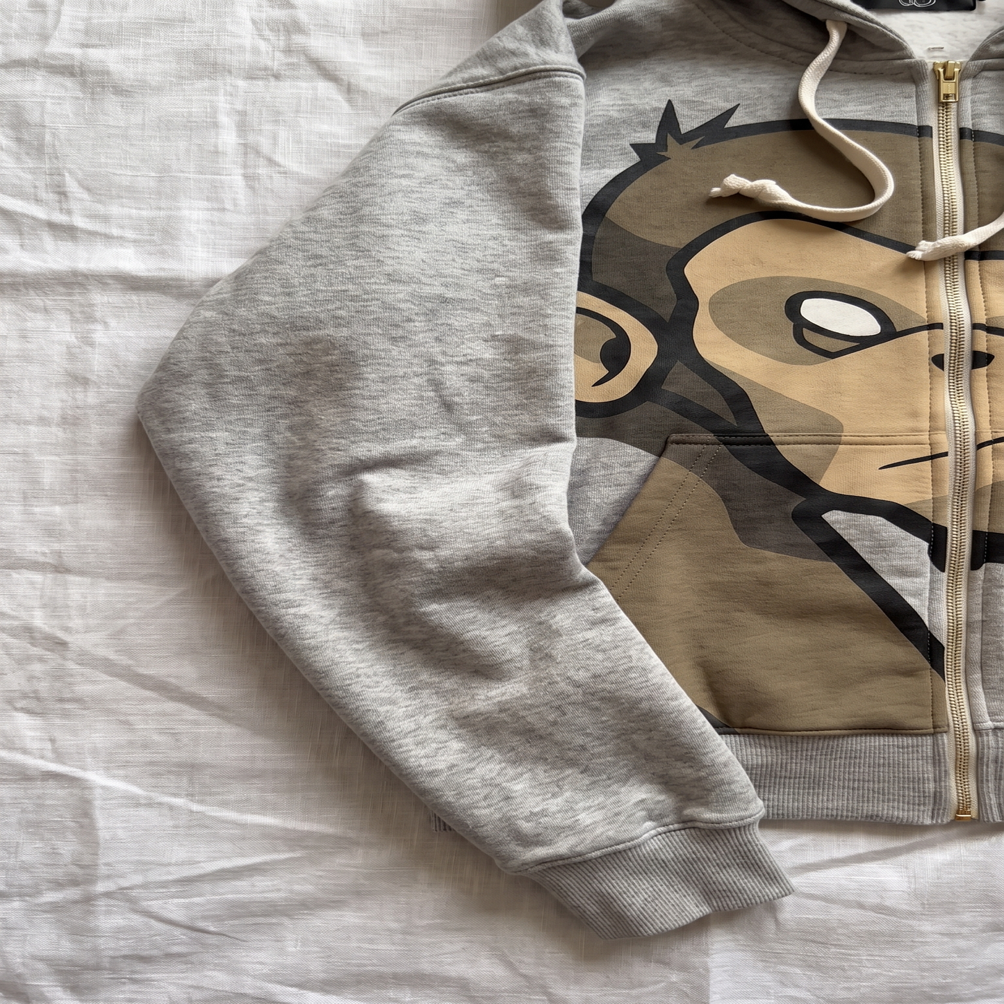 Angry Monkey Oversized Zip Hoodie — Heather Gray