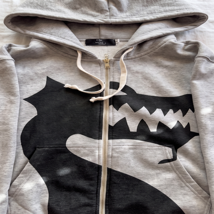 Dragon Oversized Zip Hoodie — Heather Gray