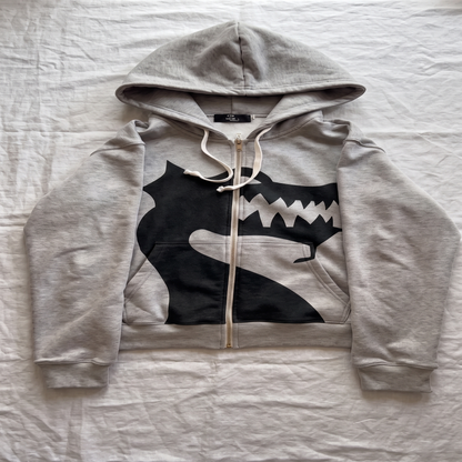 Dragon Oversized Zip Hoodie — Heather Gray