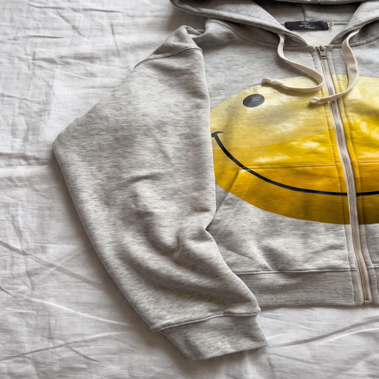Smiley Oversized Zip Hoodie — Heather Gray